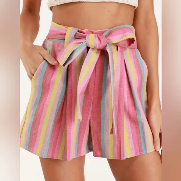 Anthro | Moon River rainbow stripe shorts size small - Picture 1 of 6
